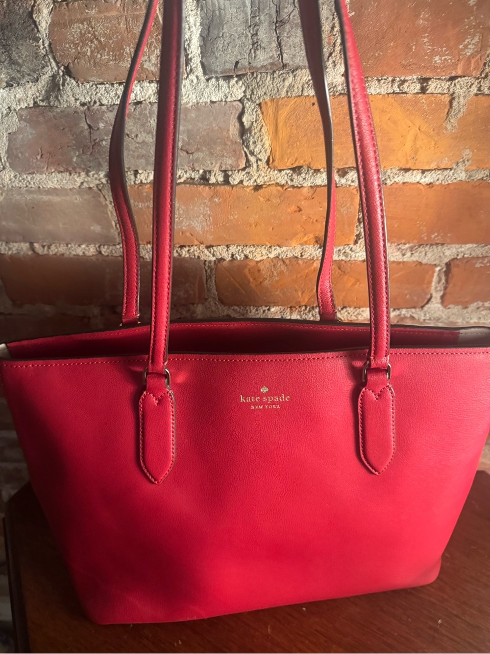Kate Spade New York Red Leather Tote Bag